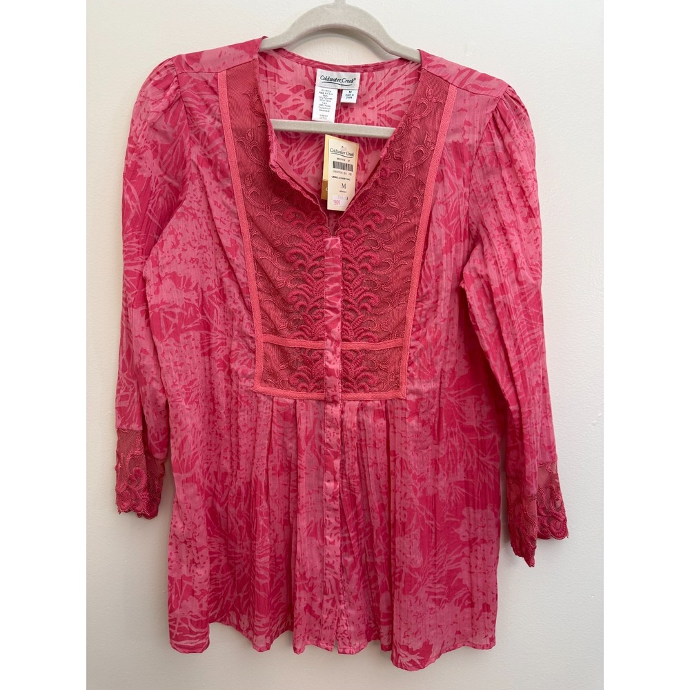 NWT Coldwater Creek Womens Blouse Pink Size Medium Lightweight Long sleeves